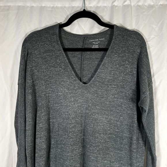 American Eagle tunic Women's XS Green 3/4 Sleeve V-neck Soft & Sexy Plush - Picture 2 of 11